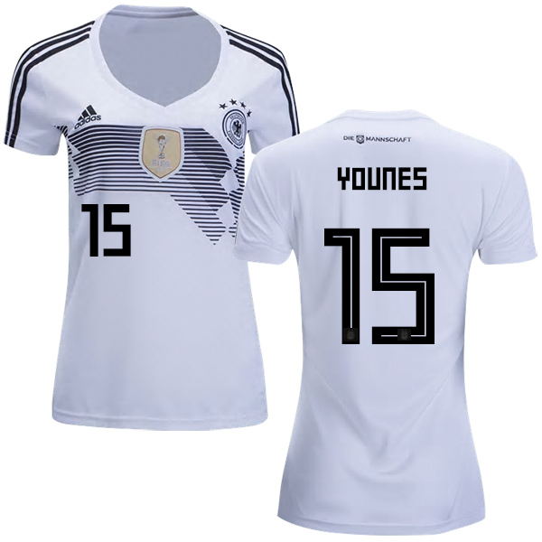 Women's Germany #15 Younes White Home Soccer Country Jersey - Click Image to Close